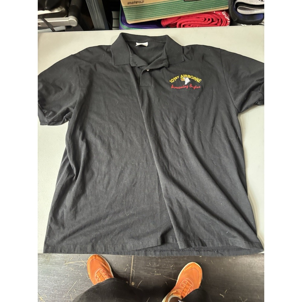101 St Airborne Screaming Eagles Black Polo L